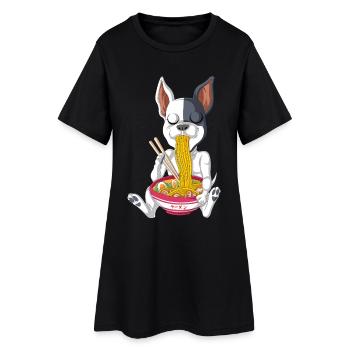 Mignon bouledogue français Noodle Slurp Ramen - Robe T-shirt Femme - noir - Devant