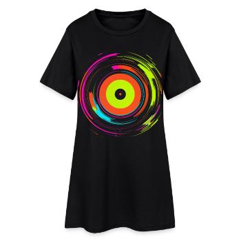 Disque vinyle Retrowave - Robe T-shirt Femme - noir - Devant