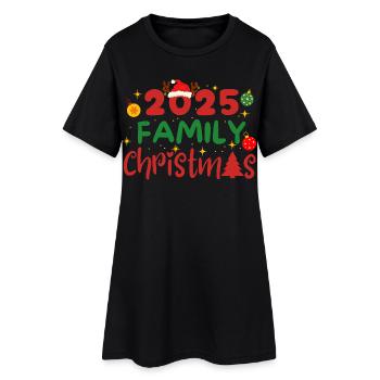 JOYEUX NOËL, Noël en famille 2025 - Robe T-shirt Femme - noir - Devant