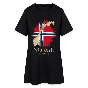 Coordonnées de la carte du drapeau de la Norvège 60°N 8°E - Robe T-shirt Femme - noir - Devant