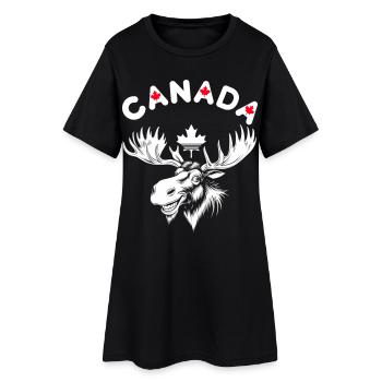 Dessin d’un orignal canadien avec des feuilles d’érable - Robe T-shirt Femme - noir - Devant