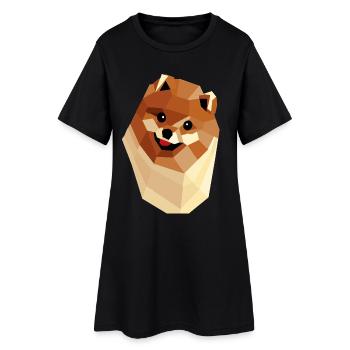 Pomeranian Low Poly — Geometric Portrait - Women’s T-Shirt Dress - black - Front