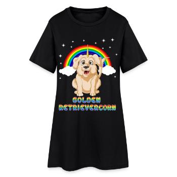 Golden Retrievice Unicorn Fantasy - Women’s T-Shirt Dress - black - Front
