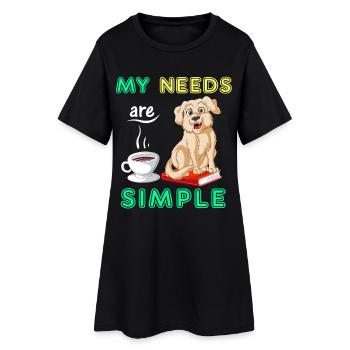 Cute Golden Retriever and Coffee Inspirational  - Women’s T-Shirt Dress - black - Front