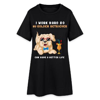 je travaille dur donc mon Golden Retriever super mignon - Robe T-shirt Femme - noir - Devant