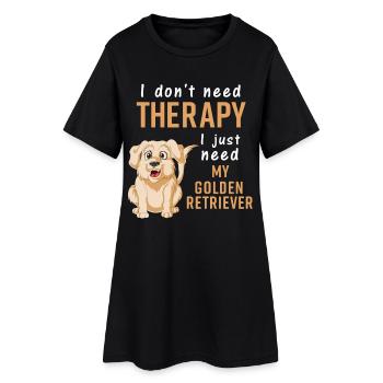 Lustiges Golden Retriever Therapie T-Shirt - Frauen T-Shirt-Kleid - Schwarz - Vorne