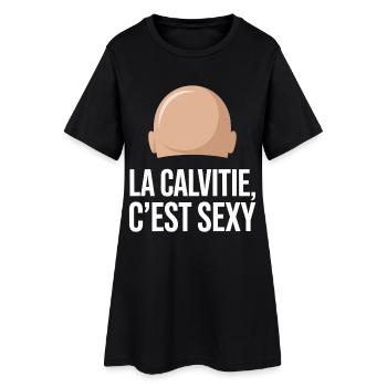 La calvitie c’est sexy Humour chauve Cadeau drole - Robe T-shirt Femme - noir - Devant