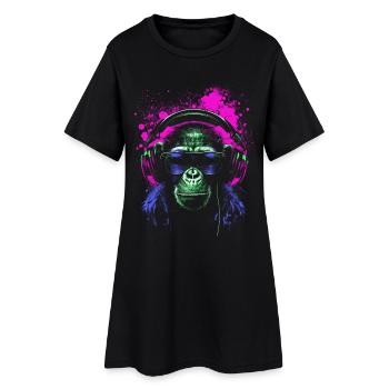 Chimpanzé Musicien Psychedelique - Robe T-shirt Femme - noir - Devant