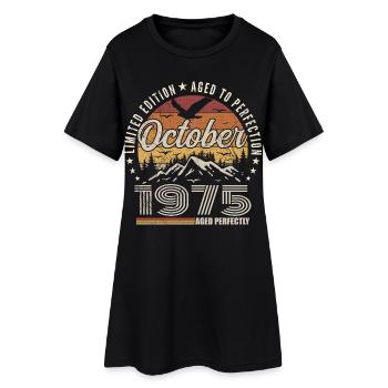 Octobre 1975 Cadeau Anniversaire - Octobre 1975 - Robe T-shirt Femme - noir - Devant