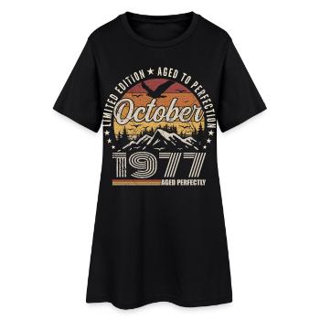 Octobre 1977 Cadeau Anniversaire - Octobre 1977 - Robe T-shirt Femme - noir - Devant