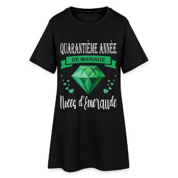 noce d'emeraude 40 ans de mariage couple  - Robe T-shirt Femme - noir - Devant