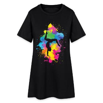 Acrobaties avec explosion de couleurs - Robe T-shirt Femme - noir - Devant