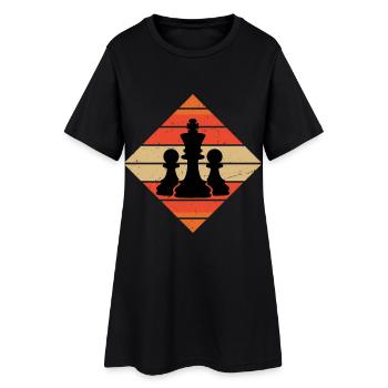 Retro Vintage Chess - Frauen T-Shirt-Kleid - Schwarz - Vorne
