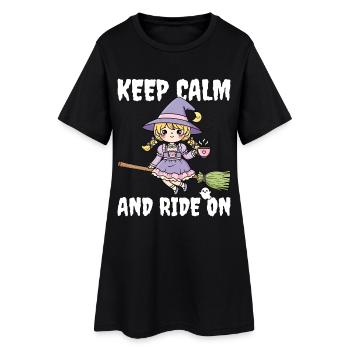 KEEP CALM AND RIDE ON - WITCH HALLOWEEN - Women’s T-Shirt Dress - black - Front