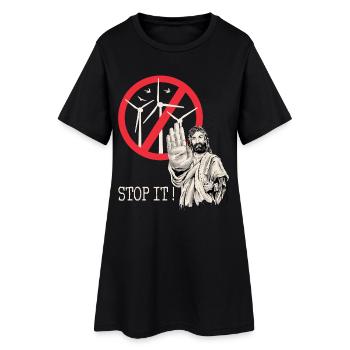 Jésus dit stop à l’énergie éolienne - Robe T-shirt Femme - noir - Devant