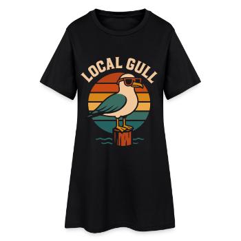 Goéland local – mouette rétro cool avec des lunettes de soleil - Robe T-shirt Femme - noir - Devant