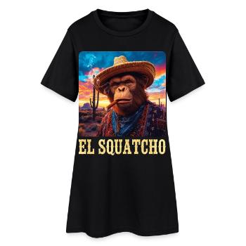 Humor Bigfoot Sasquatch und Squatcho - Frauen T-Shirt-Kleid - Schwarz - Vorne