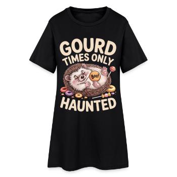 Süßer Igel mit Halloween-Motiv - Frauen T-Shirt-Kleid - Schwarz - Vorne