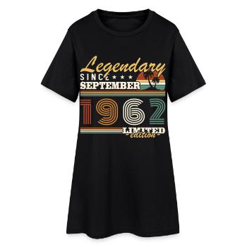 September 1962 Vintage Geburtstagsgeschenk - Frauen T-Shirt-Kleid - Schwarz - Vorne