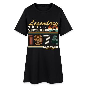 septembre 1974 Vintage Cadeau Anniversaire - Robe T-shirt Femme - noir - Devant
