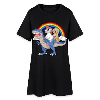 Dinosaure Licorne Golden Doodle Rainbows Design - Robe T-shirt Femme - noir - Devant