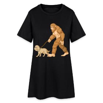 Bigfoot Marche Golden Doodle chien Illustration - Robe T-shirt Femme - noir - Devant