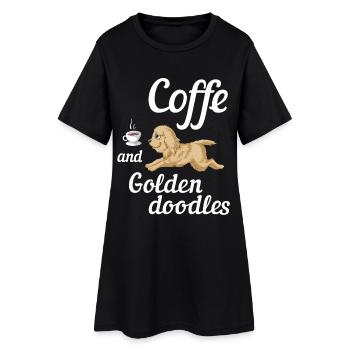 Goldene Kritzeleien Kaffee Illustration - Frauen T-Shirt-Kleid - Schwarz - Vorne
