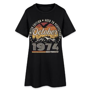 Octobre 1974 Cadeau Anniversaire - Octobre 1974 - Robe T-shirt Femme - noir - Devant
