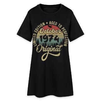 Octobre 1974 Anniversaire Octobre 1974 Octobre - Robe T-shirt Femme - noir - Devant