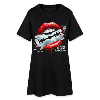 Fluent Sarcasme Lip Art Design Illustration audacieuse - Robe T-shirt Femme - noir - Devant