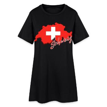 Carte de la Suisse, drapeau de la Suisse - Robe T-shirt Femme - noir - Devant
