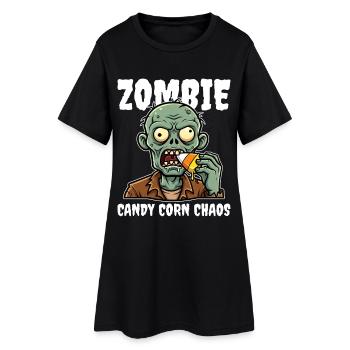 ZOMBIE CANDY CORN CHAOS - ZOMBIE HALLOWEEN - Women’s T-Shirt Dress - black - Front