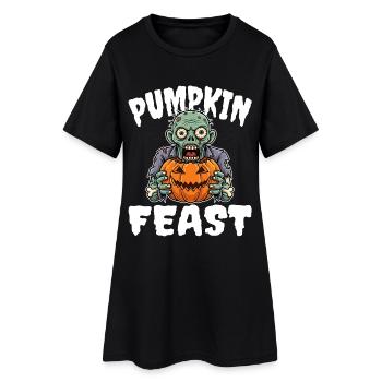 FESTIN DE CITROUILLE - ZOMBIE HALLOWEEN - Robe T-shirt Femme - noir - Devant