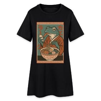 Lustiger Frosch, mürrisch, Japanische Kunst, Ramen - Robe T-shirt Femme - noir - Devant
