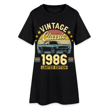1986 Voiture 40 Ans Anniversaire Homme - Robe T-shirt Femme - noir - Devant