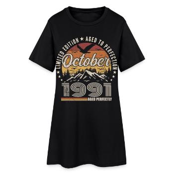 Octobre 1991 Cadeau Anniversaire - Octobre 1991 - Robe T-shirt Femme - noir - Devant