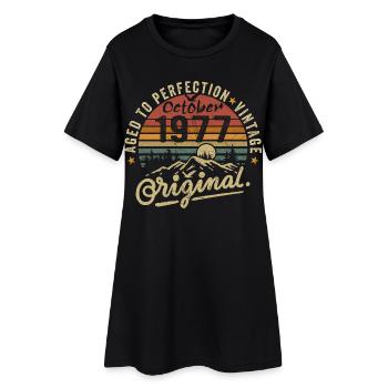 1977 Geboren im oktober 1977 Jahrgang oktober 1977 - Frauen T-Shirt-Kleid - Schwarz - Vorne