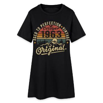 1963 Geboren im oktober 1963 Jahrgang oktober 1963 - Frauen T-Shirt-Kleid - Schwarz - Vorne