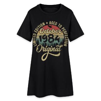 oktober 1984 Jahrestag oktober 1984 oktober - Frauen T-Shirt-Kleid - Schwarz - Vorne