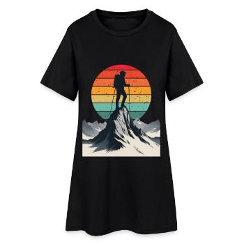 Adventurer at the Mountain Summit - Women’s T-Shirt Dress - black - Front