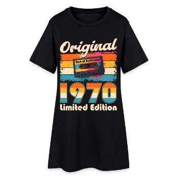 Cassette 55ème Anniversaire Septembre Millésime 1970 - Robe T-shirt Femme - noir - Devant