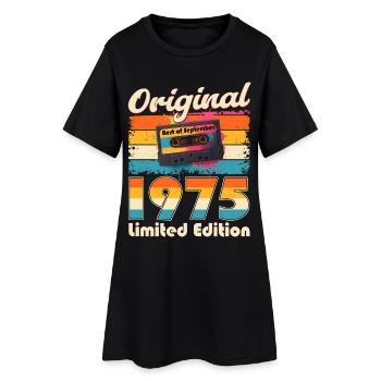 Cassette 50ème Anniversaire Septembre Millésime 1975 - Robe T-shirt Femme - noir - Devant
