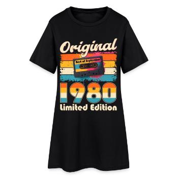 Cassette 45ème Anniversaire Septembre Millésime 1980 - Robe T-shirt Femme - noir - Devant
