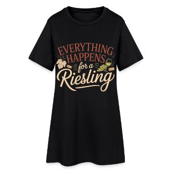 Wein Weintrinker Everything Happens For A Riesling - Frauen T-Shirt-Kleid - Schwarz - Vorne
