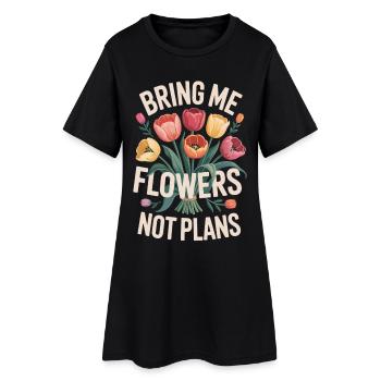 Bouquet avec texte souhaité - Robe T-shirt Femme - noir - Devant