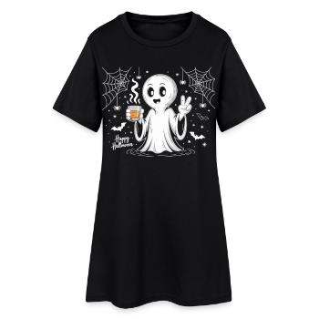 Schauriger Geist mit Halloween-Logo - Frauen T-Shirt-Kleid - Schwarz - Vorne