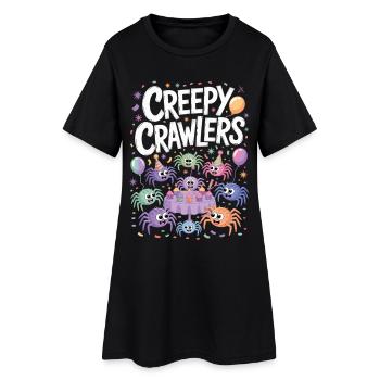 Fête d'anniversaire amusante avec une araignée - Robe T-shirt Femme - noir - Devant