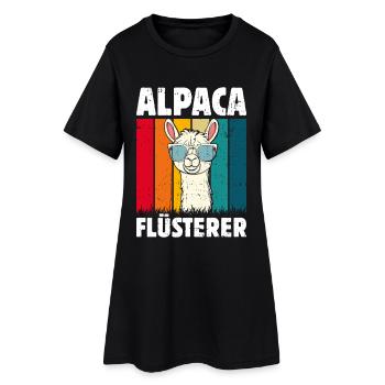 Alpaka Fan ALPAKA FLÜSTERER Lama Lustiges - Frauen T-Shirt-Kleid - Schwarz - Vorne