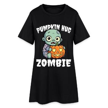 KÜRBIS UMARMUNG ZOMBIE - ZOMBIE HALLOWEEN - Frauen T-Shirt-Kleid - Schwarz - Vorne