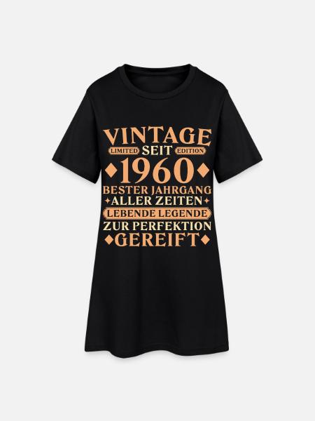 Vintage 1960 Jahrgang - 65. Geburtstag - Frauen T-Shirt-Kleid - Schwarz